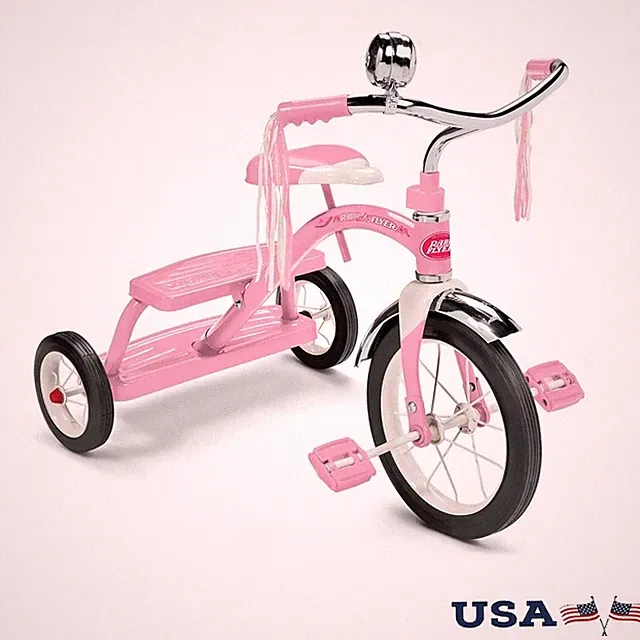 Classic Dual Deck Tricycle Kids Adjustable Seat Durable 12in Wheel Pink Bell New