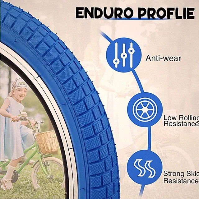 High-Performance 20 Inch Bike Tires - Knobby Tread, 5 Colors