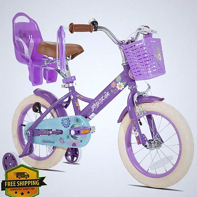 JOYSTAR LittleDaisy-Neon Purple 16" Bike Training Wheels