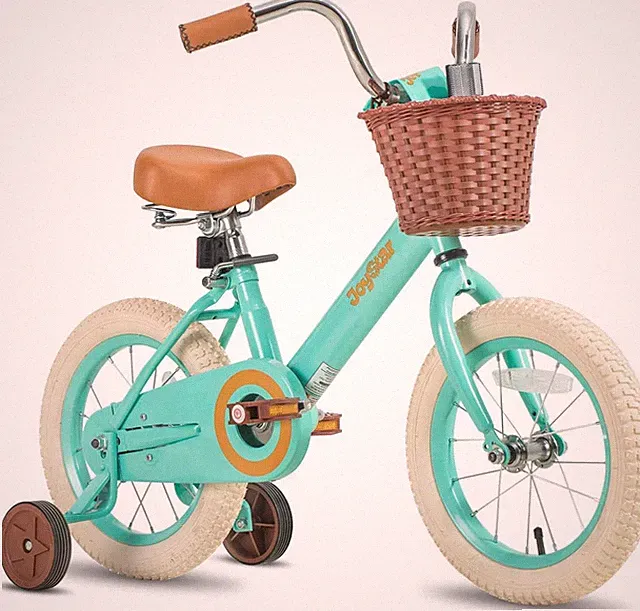 JOYSTAR Vintage Kids Bike with Training Wheels & Basket, 12 14 16 Inch Girls Bik