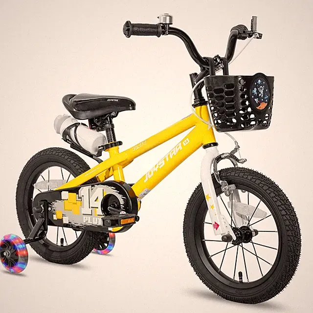 Kids Bike 14 Inch with Training Wheels Yellow BMX Style JOYSTAR Pluto 3-5 Boys