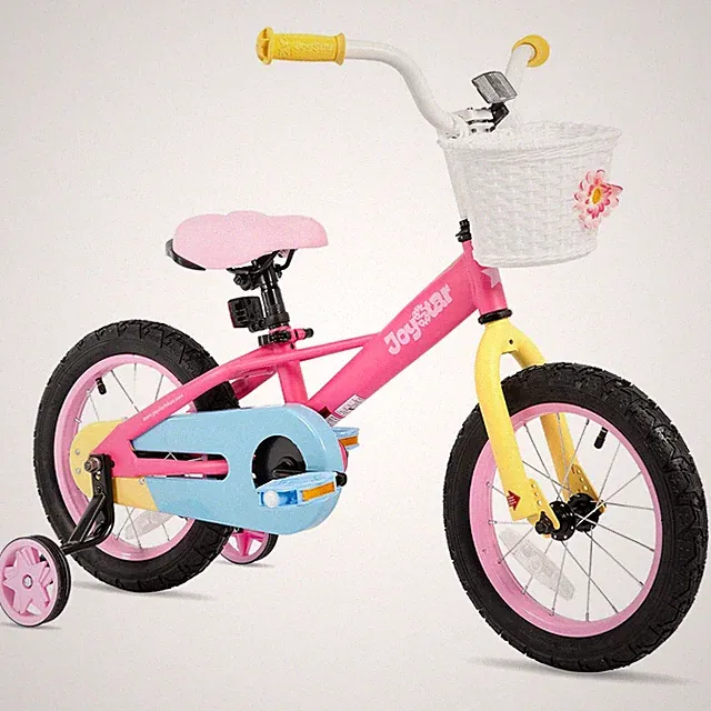Kids Bike 16 Inch Girls Bicycle Training Wheels Macaroon Pink JOYSTAR Led 4-7